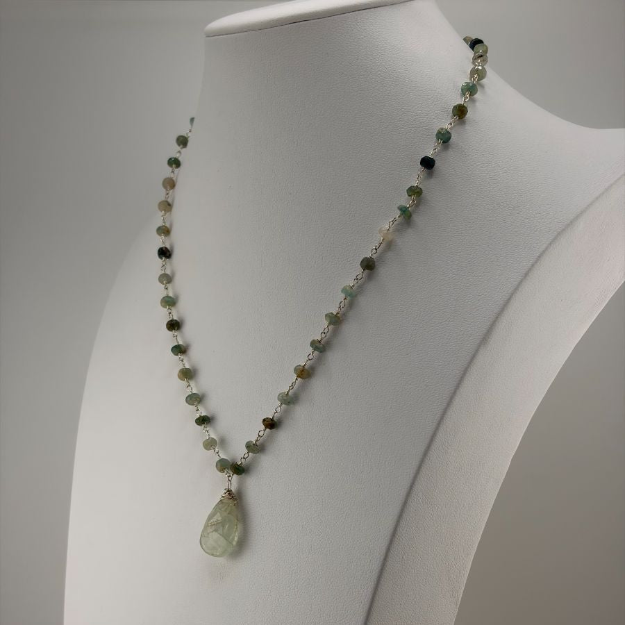 Dainty Sapphire and Prehnite Necklace