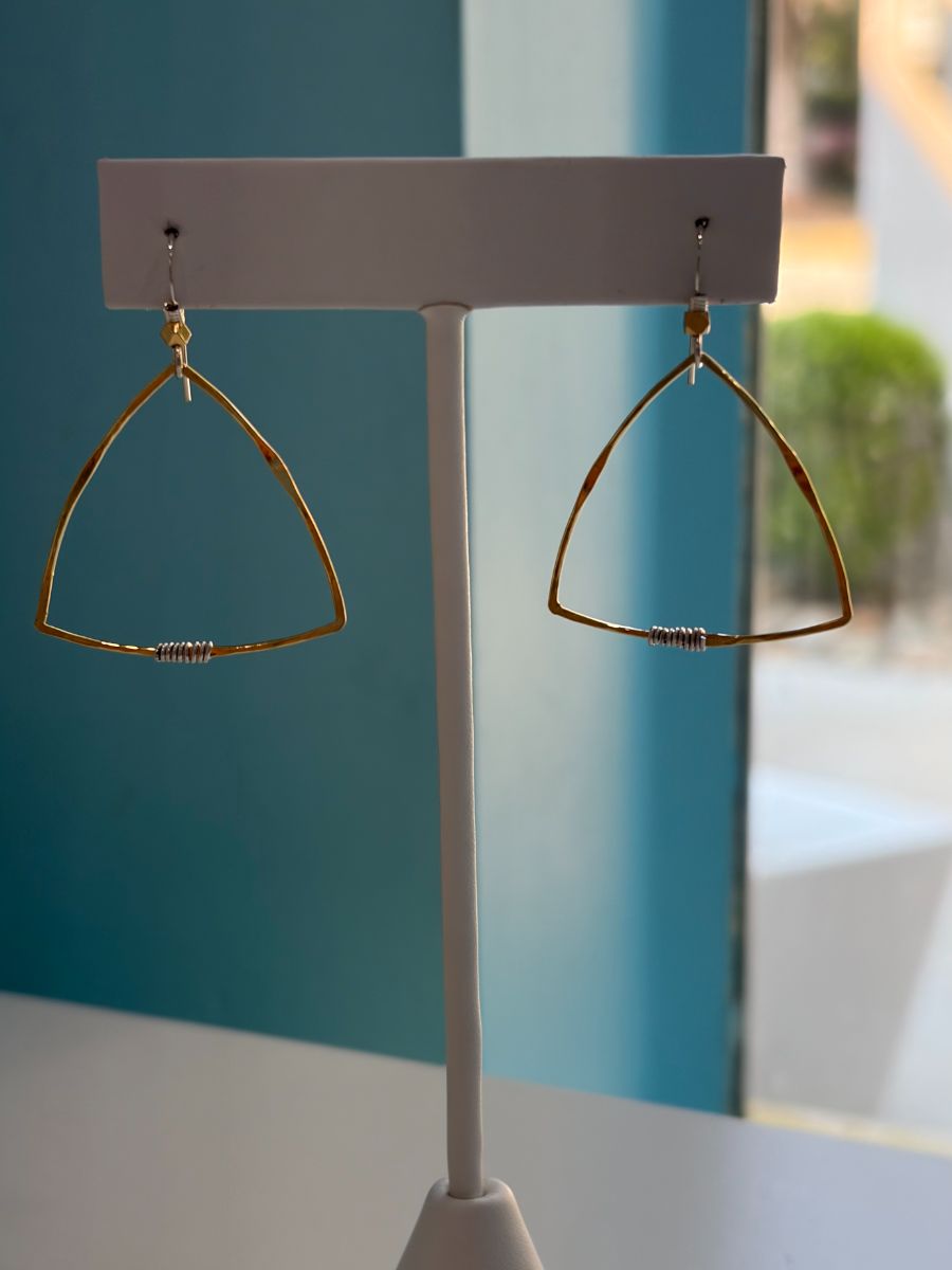 Geometric Gold-Plated Triangle Earrings