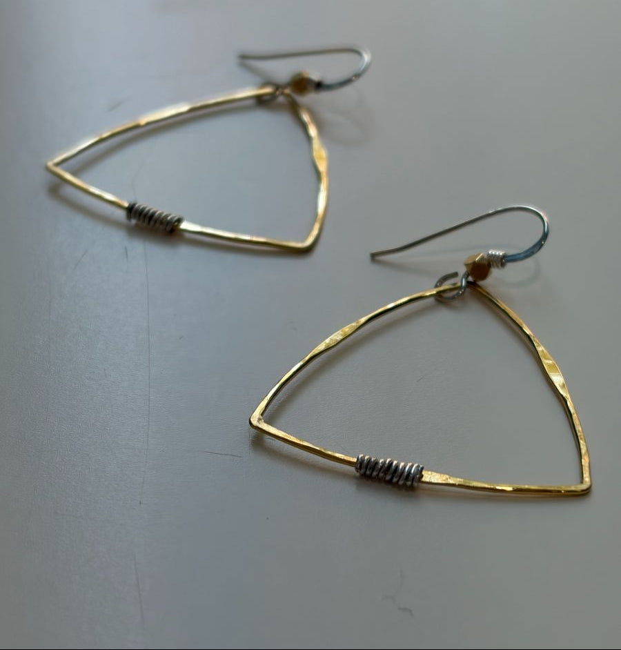 Geometric Gold-Plated Triangle Earrings