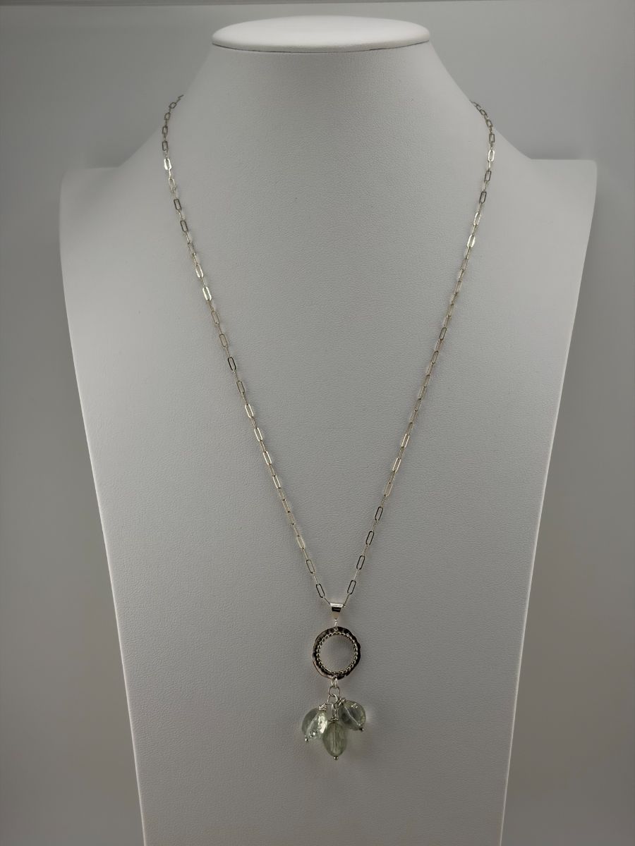 Prasiolite Sterling Silver Necklace with Paperclip Chain
