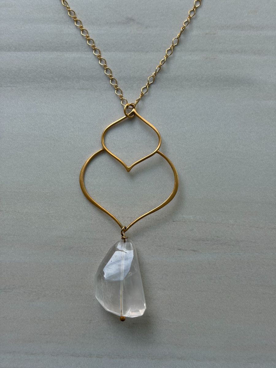 Quartz Crystal Double Lotus Necklace