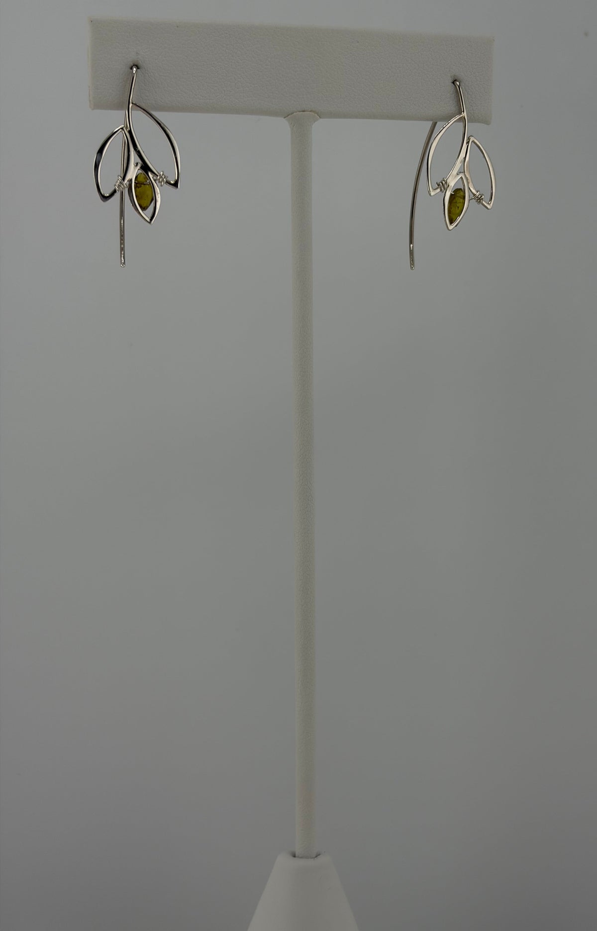 Peridot Sterling Silver Leaf Earrings