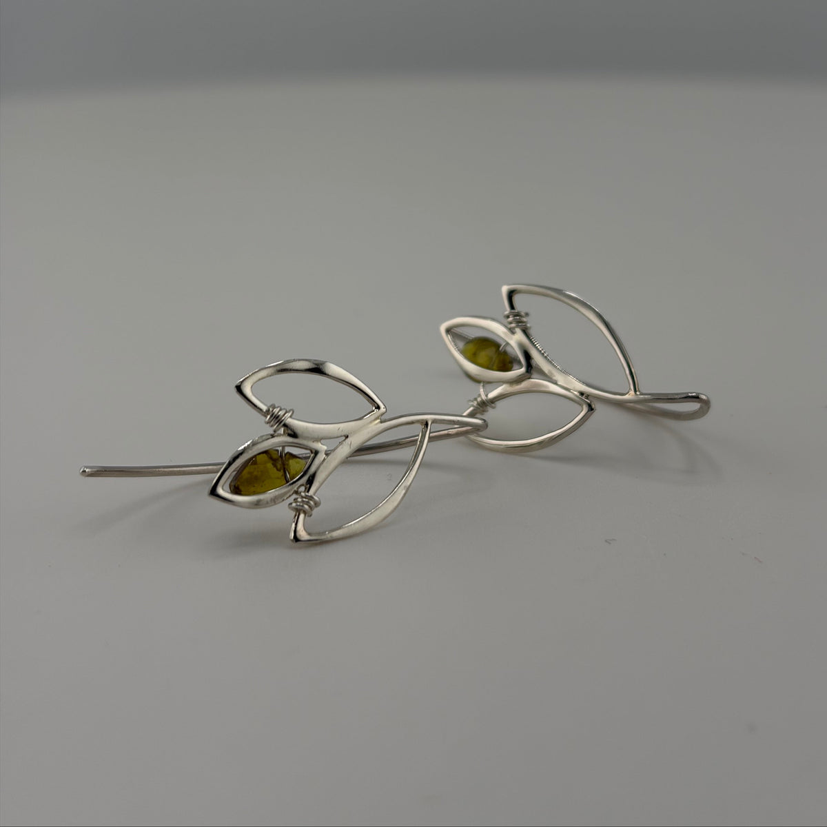 Peridot Sterling Silver Leaf Earrings
