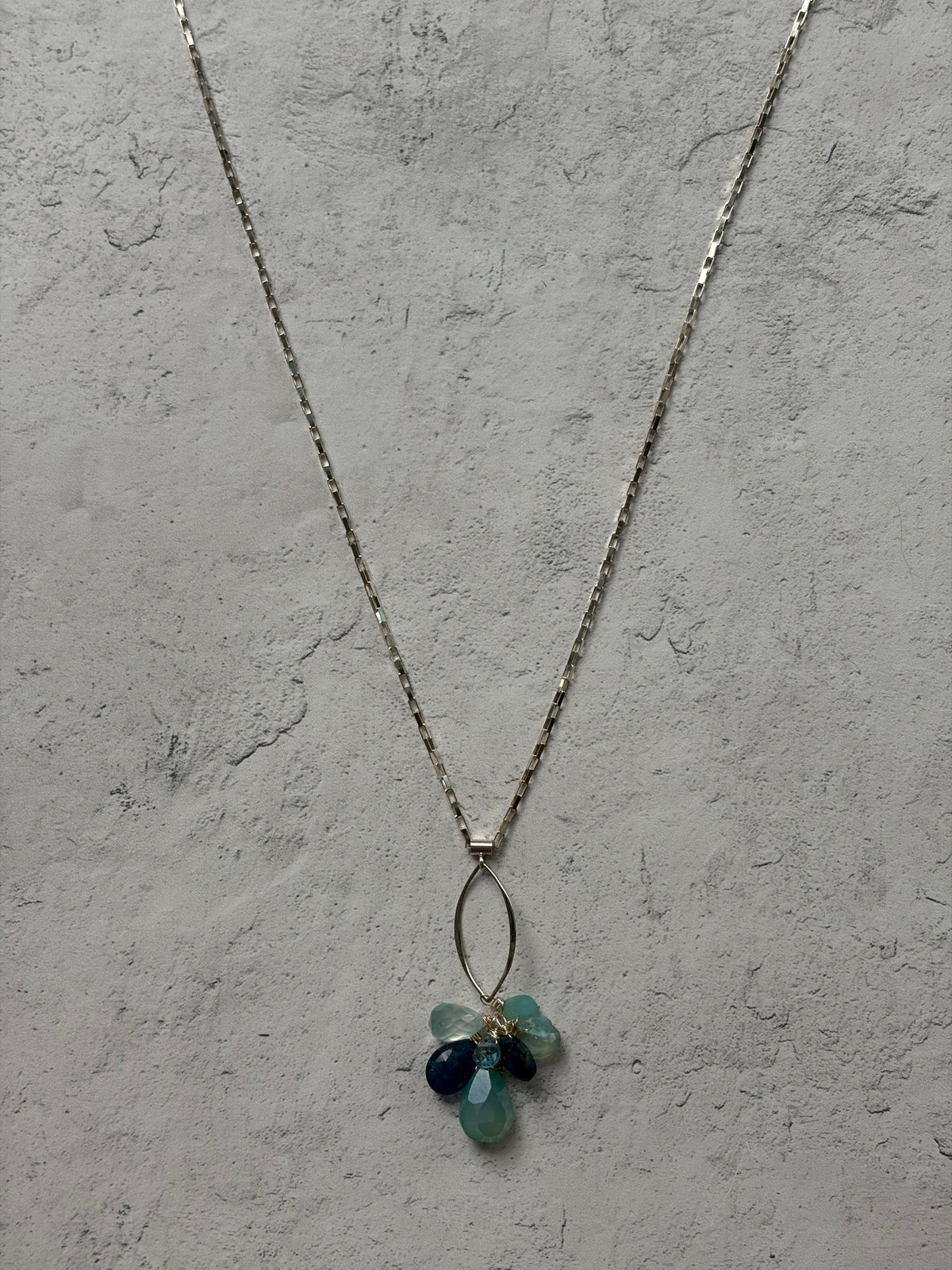 Chalcedony, Topaz, and Apatite Sterling Silver Necklace