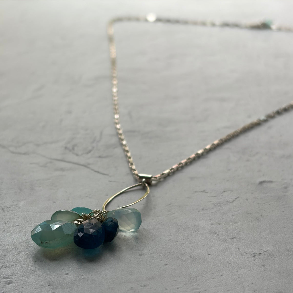 Chalcedony, Topaz, and Apatite Sterling Silver Necklace