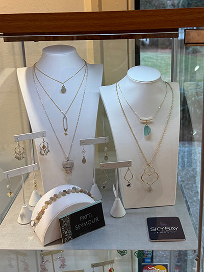 SkyBay Jewelry display case at the Art League Gallery