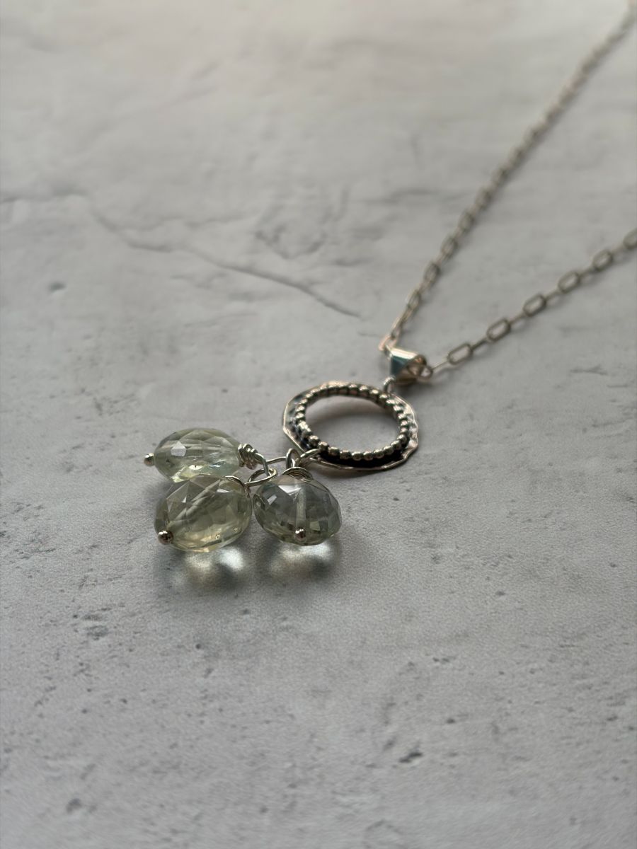 Prasiolite Sterling Silver Necklace with Paperclip Chain