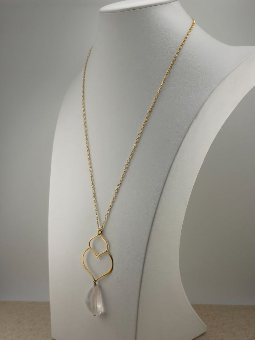 Quartz Crystal Double Lotus Necklace