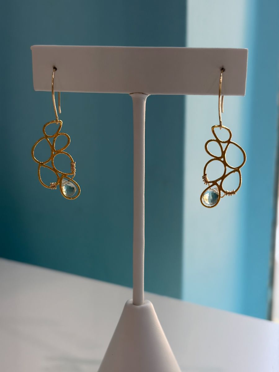 Quartz Crystal Gold Earrings